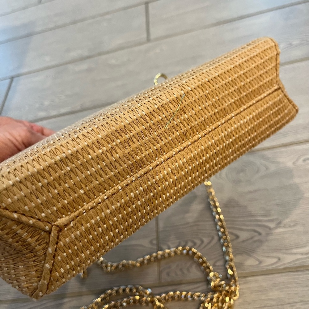 Katie Loxton London Elegant Tan Woven Straw Crossbody Bag with Gold Chain - Picture 7 of 15